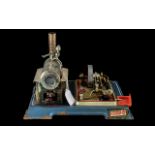 Wilesco Dampfmaschinen Model Steam D16 Beam Engine on metal platform base,
