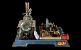 Wilesco Dampfmaschinen Model Steam D16 Beam Engine on metal platform base,