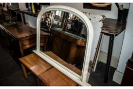 Large Over Mantle Domed Mirror, in cream crackle glaze finish frame. Measures 47'' width x 31''