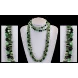 Antique Jade Bead Necklace of Varying Colours with Natural Formed Chipping's,