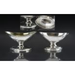 George III - Matched Pair of Large Sterling Silver Boat Shaped Salts. Hallmark London 1794 & 1829.