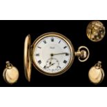 Limit - 9ct Gold Key-less Full Hunter Pocket Watch. Hallmark Birmingham 1945, Signed to Dial and