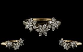 Ladies - Nice Quality and Attractive 9ct Gold Diamond Set Dress Ring. In a Trio of Stars Design.