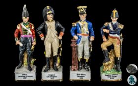 A Collection of ( 4 ) Hand Painted Historical Military Figures. Makers Mark for Alfretto Maruri.