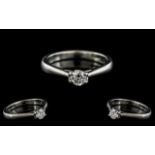 Platinum - Contemporary Single Stone Diamond Set Ring. Marked 950 Platinum to Interior of Shank. The