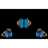 Ladies - Attractive 9ct Gold Single Stone Blue Topaz Set Ring.