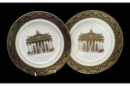 Pair of Cabinet Plates issued by the Royal Exchange London, Head Office of Guardian Royal Exchange