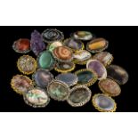 Excellent Collection of Nr 30 Stone Set Brooches / Pendants.
