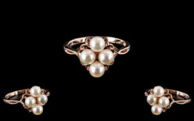 Japanese Akoya Pearl Cluster Ring, four of the much admired and respected Akoya pearls, with