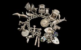 Superior Quality Vintage Sterling Silver Charm Bracelet,