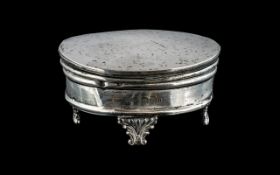 1912 Silver Trinket Box. Ladies Dressing Table Trinket Box with Hinged Lid.