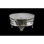 1912 Silver Trinket Box. Ladies Dressing Table Trinket Box with Hinged Lid.