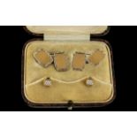 Gentleman's 9ct Gold Pair of Engine Turned Cufflinks with Matching Pair of Studs. In Original Box.