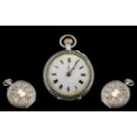 Silver Ladies Fob Watch. Very Ornate Ladies Silver Watch, Working at time of Cataloging.