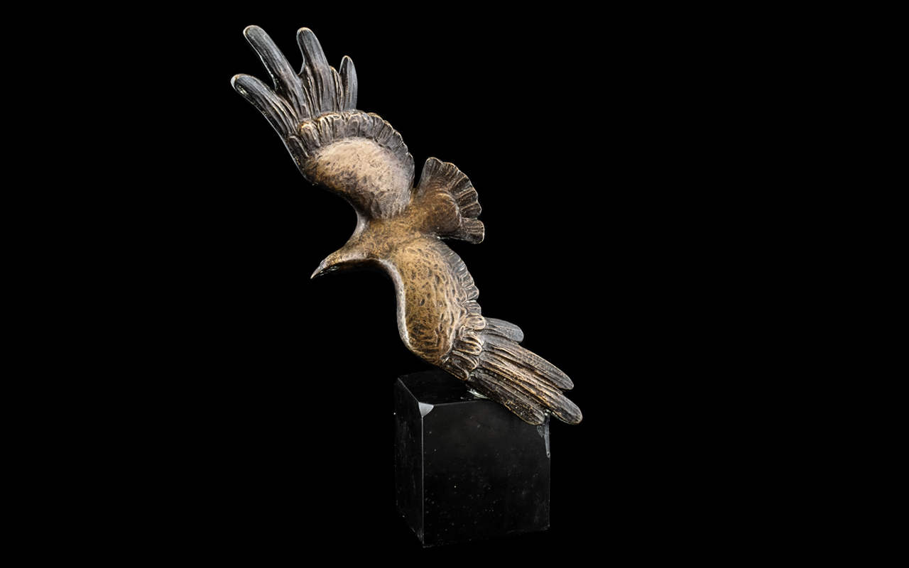 Deco Period Bronze of a Majestic Eagle in Flight, signed Etling, Paris,