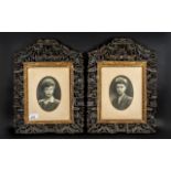 Chinese Antique Lacquered Qing Dynasty Carved Wooded Frames, circa 1820/30s, of the finest quality,