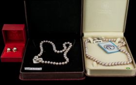 ( 2 ) Boxes of Cultured Coloured Pearls of Matched Sizes with Clasps.