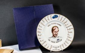 Crown Staffordshire China Bobby Charlton Plate In Bone China to Commemorate His 100th English Cap,