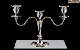 Queen Elizabeth II Sterling Silver 2 Branch Candelabra with Detachable Nozzles,