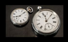 Large Gents Silver Pocket Watch by Burnley Bros. of Barnsley, with white enamel dial.