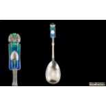 Liberty & Company Archibald Knox Designed Silver Art Nouveau Style Enamel Spoon,