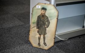 Antique Photo of a Young Boy, aged 10, the phot behind glass, 1890 - 1910, 16 inches (40cms) x 10