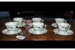 Collection of Art Deco Style Coronaware Cups & Saucers, manufactured by Hancock & Sons of Stoke-on-