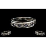 Ladies - 9ct White Gold Attractive Diamond and Amethyst Set Channel Set Ring.