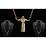 Jesus The Redeemer Gold Pendant, Suspended On a 14ct Gold Chain. Gross Weight 19.