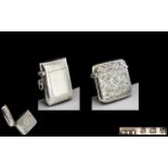 Early 20th Century Sterling Silver Hinged Vesta Case with Chased Floral Decoration to Front and