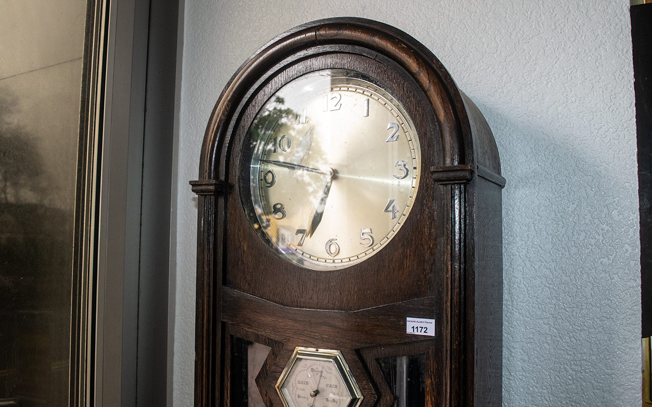 An Art Deco Long Cased Clock with silver dial, with Arabic numerals, - Image 3 of 3
