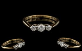 18ct Gold Attractive 3 Stone Diamond Ring. Marked 18ct to Interior of Shank.