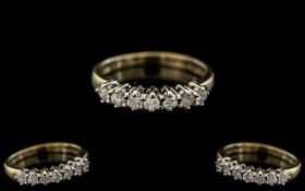 Ladies - Attractive 18ct Gold Diamond Set Half - Eternity Ring.