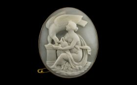 A Grand Tour Cameo Of Extremely Fine Quality Carving - Depicting a Classical Roman Allegorical