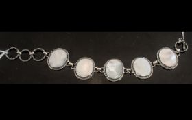 Mother-of-Pearl Plaque Bracelet, finely detailed hand made silver bracelet,