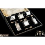 Elkington & Co Superb Six Piece Sterling Silver Cruet Set with Original Box.