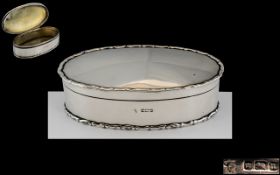 George V Excellent Sterling Silver Oval Shaped Lidded Box with Rope Twist Edge Border,