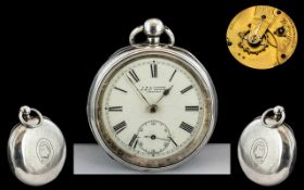 American Watch Co Waltham Sterling Silver Open Faced Pocket Watch, Signed. English Lever Movement.