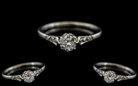 Platinum Diamond Set Ring. Marked Platinum to Interior of Shank.