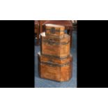 A Set of Indian Teak Graduated Lidded Boxes, Metal Mounted with Lock plates.