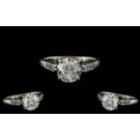 Platinum - Good Quality Single Stone Diamond Set Ring. c.1920's.