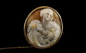 Antique Grand Tour Cameo of Extra Large Size - Depicting a Classical Scene From Antiquity,