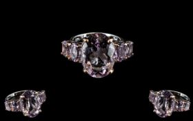 Rose De France Amethyst Statement Ring, a large oval cut of 8.5cts of sparkling Rose de France