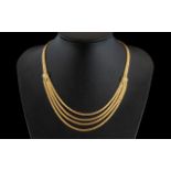 Ladies Italian Stunning Thracian Style 18ct Gold 4 Stranded Drop Necklace,