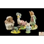 Five Beatrix Potter Figures, to include: Foxy Whiskered Gentleman, Jemima Puddleduck,