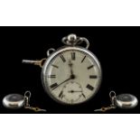 Mid Victorian Period Sterling Silver Open Faced Key-Wind Fusee Pocket Watch.