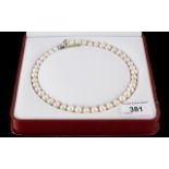 A Fine Set of Cultured Tian Pearls of White Lustrous Colour. In Original Leather Fitted Box.