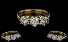 18ct Gold - Nice Quality 3 Stone Diamond Ring.