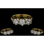 18ct Gold - Nice Quality 3 Stone Diamond Ring.