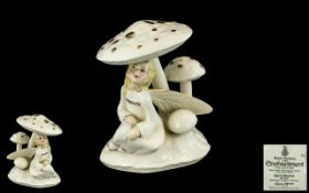 Royal Doulton Hand Painted Ivory Bone China Figure ' April Shower ' HN3024. Fairy Sitting Under a